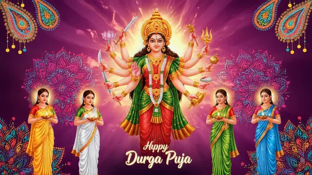 Happy Durga Puja Festival Hindu Goddess Maa Durga Artwork Banner