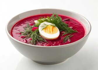 Cold beetroot soup with hard boiled egg