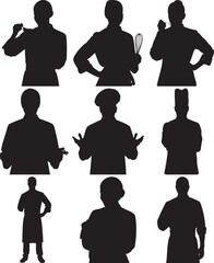 Black Silhouettes of People in Various Poses on White Background