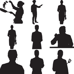 Black Silhouettes of People Working in Various Occupations