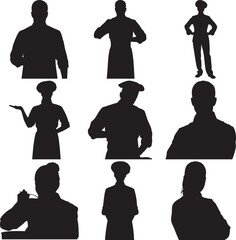 Black Silhouettes of Various People Occupations