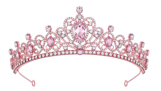 Elegant Pink Gemstone Tiara Crown for Royalty.