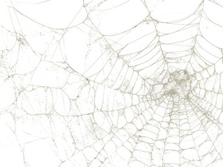 Intricate spider web with dew drops isolated on transparent background