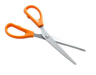 Shiny metal blades with orange handles, open and ready to cut