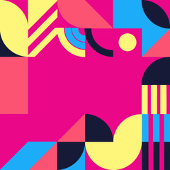 Vibrant geometric shapes in a dynamic abstract composition viewed from directly above with varied colors and patterns © GearUp