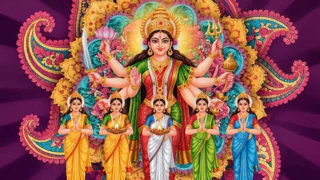 Divine Durga Goddess Navaratri Festival Illustration