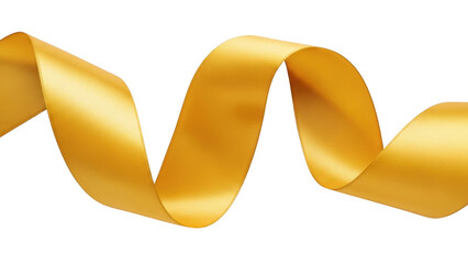 Golden Ribbon Swirl Isolated White Background.