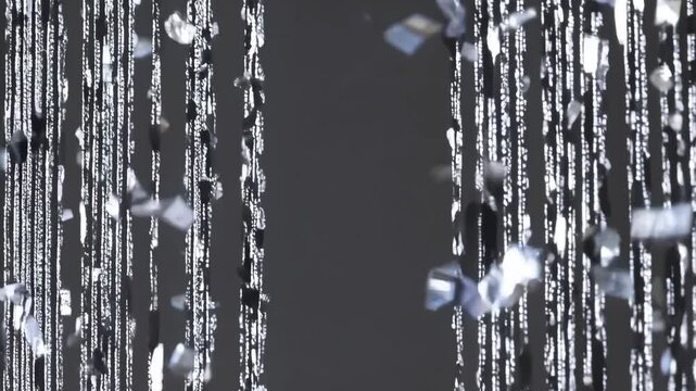 Dynamic digital scene with cascading code streams and scattered debris, creating a futuristic atmosphere. ideal for technology, cybersecurity, or data visualization themes in graphic design projects.