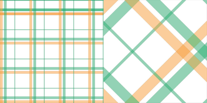 Green and Orange Plaid Fabric Pattern Design