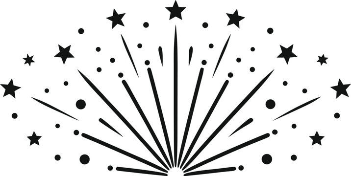 Fireworks line icon, outline vector sign, linear pictogram isolated on white. logo illustration. New year, christmas and celebration carnival. Happy new year stock illustration

