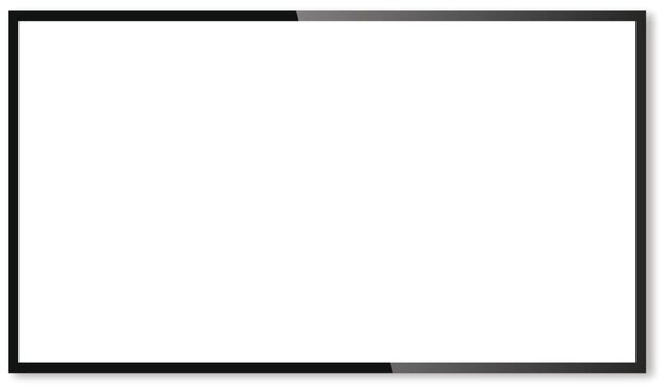 Modern Flat Screen TV Mockup Vector. Minimalist Television Display with Slim Bezel and Drop Shadow, Blank Digital Monitor Screen for Presentation and Home Media Interface Design