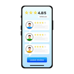 Mobile App User Reviews and Rating Interface UI Design. Vector illustration