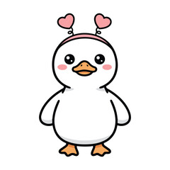 Obraz premium Goose with Spring Heart illustration, Valentine Goose Clipart, Cute baby Goose Valentine, Love Duck Clipart, Valentines Animal Isolated