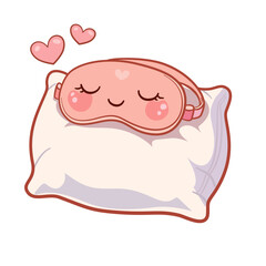 Cute Sleeping Face Mask Character on Pillow &ndash; Kawaii Sleep Illustration