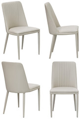 Fototapeta premium Real upholstered dining chair photographed in studio and isolated with transparent background. High-quality furniture product photography in PNG format, ideal for interior design project