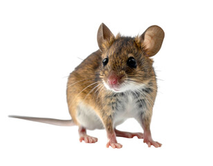 Small rodent with tan fur, large ears, and a long tail, isolated