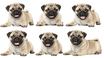 Six Adorable Pug Puppies Posed Together.
