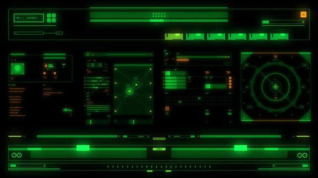 Incredible futuristic spaceship interface, green-toned Hub