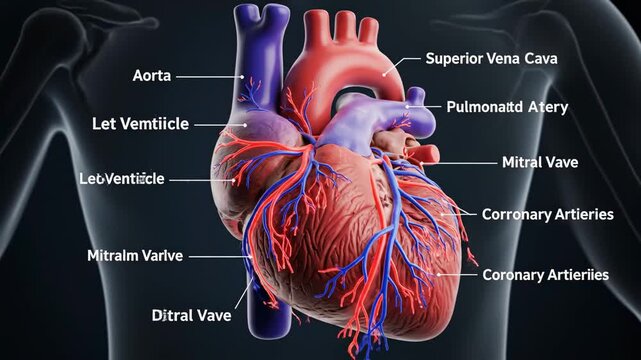 Human Heart Anatomy - A Detailed Visual Exploration of Cardiovascular System.