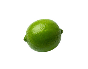 A vibrant, textured green citrus fruit isolated on a black background