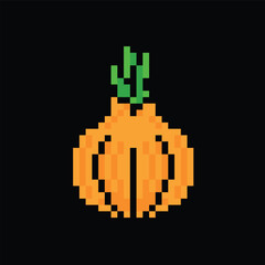 Fototapeta premium pixel art onion 8 bit vector icon for computer game logo