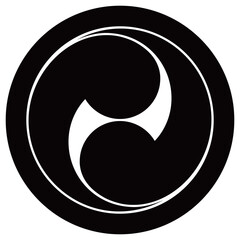 家紋です。丸に左二つ巴といいます。