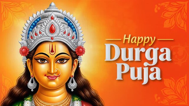 Happy Durga Puja Festival Banner Illustration Goddess Maa Navaratri