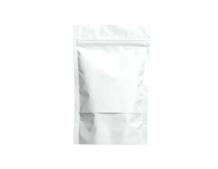 Blank white stand-up pouch with resealable zipper closure