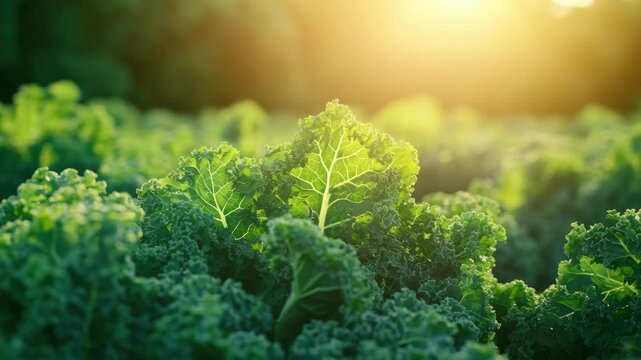 A fresh-looking broccoli field with vibrant green florets ready for harvest under the sun.