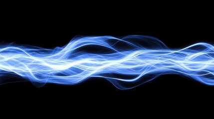 Obraz premium Abstract blue energy wave, dark background, flowing motion, design element