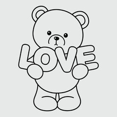 Cute Teddy Bear Holding the Word "LOVE