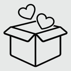 Open Box with Hearts Icon