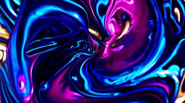 A visually striking abstract composition featuring vivid swirling patterns in blue, purple, and hints of gold. the dynamic flow creates a mesmerizing effect, ideal for modern art prints, digital backg