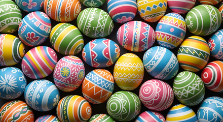 Colorful easter eggs background decorated eggs holiday theme