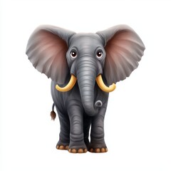 Obraz premium Playful cartoon elephant with large ears and tusks in a colorful jungle setting whimsical art style fun concept