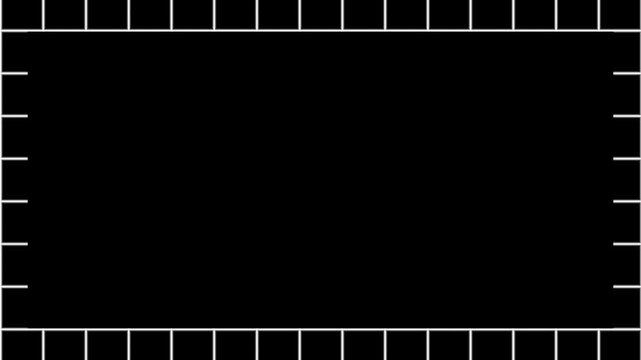 A dark rectangular frame features white measurement ticks along all four inner borders creating a technical calibration or blueprint layout
