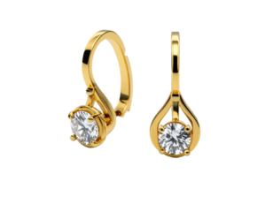 Elegant gold dangle earrings featuring round white gemstones