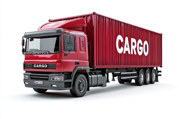 Cargo Truck isolated on white background. Transport Truck icon. Industrial Vehicle. Delivery Cargo Truck. Freight Transport Truck. Heavy Cargo Vehicle on white. Cargo Truck isolated on white.