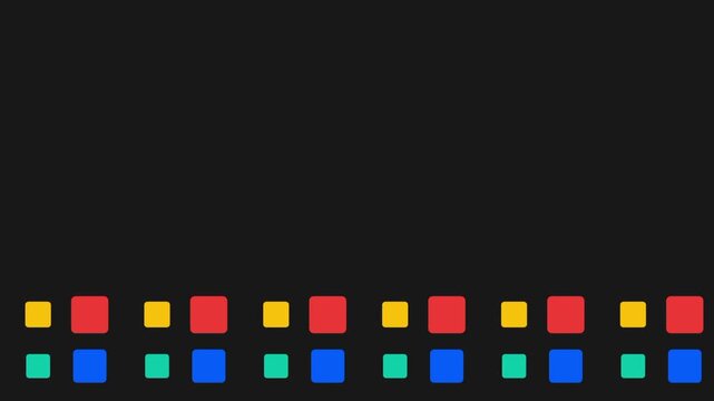 Two rows of small multicolored squares are neatly aligned at the bottom of a dark gray frame to suggest a dock or taskbar navigation menu
