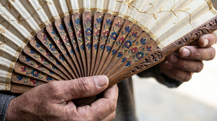 Traditional Hand-Painted Kashmir Fan with Intricate Floral Patterns