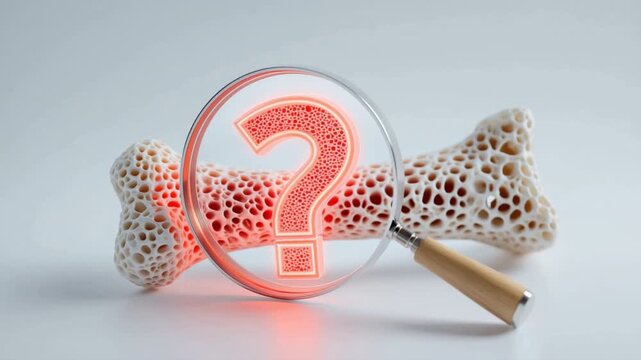 Illustration of bone structure with question mark, highlighting curiosity in anatomy and health sciences.
