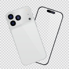 Vector realistic smartphone 17 pro. Realistic gadget set png. Vector electronic device with blank empty screen isolated on transparent background.