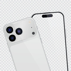 Vector realistic smartphone 17 pro. Realistic gadget set png. Vector electronic device with blank empty screen isolated on transparent background.