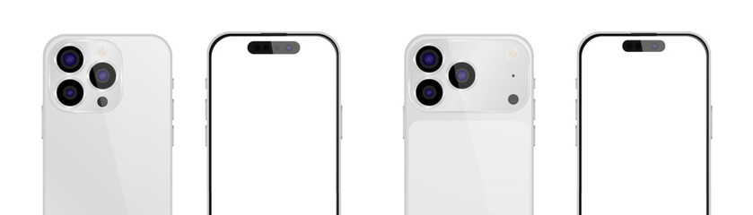 Vector realistic smartphone, 17 pro and 15 pro. Realistic gadget set. Vector electronic device with blank empty screen isolated on transparent background.