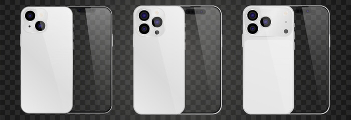 Vector realistic smartphone, 17 pro and 15 pro. Realistic gadget set png. Vector electronic device with blank empty screen isolated on transparent background.
