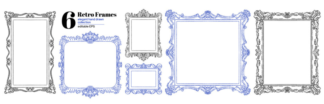 Vintage frame. Antique border. Decorative baroque oval. Vector ornament mirror, picture, photo frame. Victorian ornate, old luxury pattern with scallop decoration. Classic Antique wedding design bg