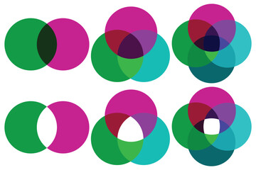 Venn Diagram Circles Infographic Chart for Business Strategy Presentation, Vector Design Elements