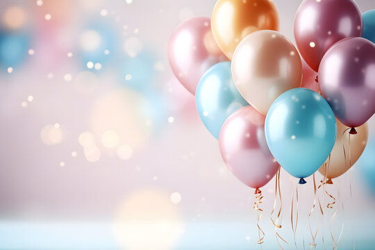 Colorful helium air balloons boke backround