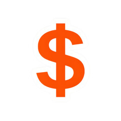 Obraz premium Dollar sign icon, bold orange finance symbol, isolated on transparent background 