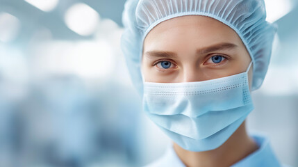 Faceless technician conducting aseptic processing in cleanroom for biopharmaceuticals, sterile environment quality control, pharmaceutical manufacturing QC, defocused worker, with